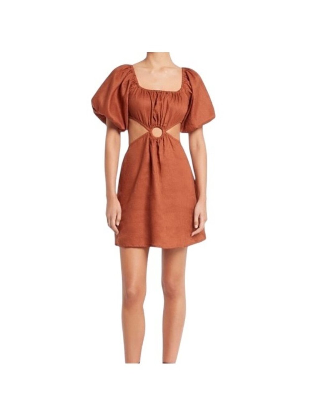 Faithfull The Brand Almero Dress Rust Size L Linen Summer Boho Vacation Beach